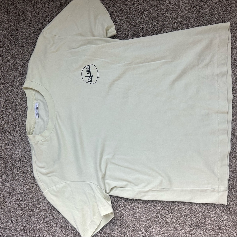 Zara Men's green/Cream T-Shirt